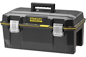 STANLEY FATMAX Boîte à Outils Étanche 58 cm - Résistant à l'Eau - Grande Capacité de Rangement - Rainure en V pour Coupe d'Appoint - Poignée Bi-Matière - Attaches Anti-Corrosion 1-94-749