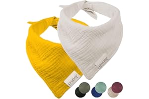 PiuPet® Set de 2 Bandanas para Perro | Estilo para Grandes y Pequeños | Ropa y Accesorios | Pañuelos | Amarillo/Gris (L) 76x53x53cm