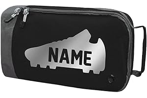 ABSOLUTELY TOP Personalised Childrens Boot Bag Football Rugby Boys Girls Sports Kit, Ink Black/Silver Print