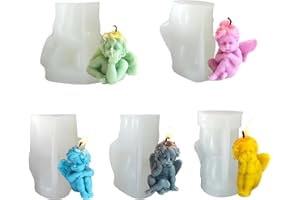 HOAAIGO Molde de Silicona 3D para Velas, 5 Piezas Molde de silicona de ángel 3D DIY, Molde de Vela Artesanal Hecho a Mano, Molde de Resina Epoxi para Velas Perfumadas, Molde de vela de ángel DIY
