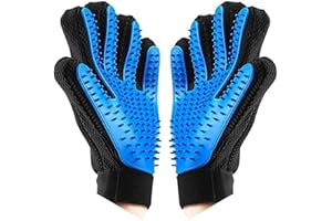 CHUER Gant de Toilettage Massage Chien Chat Brosse de Nettoyage Bain Animaux Peigne de Massage Epilateur Poils Cheveux Longs Courts en Caoutchouc - 1Paire