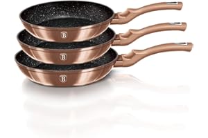BERLINGERHAUS Berlinger Haus Metallic Line- Oro rosa Edition 3 pezzi padella set, BH/1278N oro rosa acciaio inossidabile 18/8