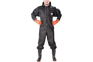 WANSIMAN Fishing Waders With Rain Hat Gloves,Crosswater Waders With Boots Wellies,Wading Pants,Waterproof,Breathable,Unisex,Full Body,for Men Women,for Fly Coarse Sea Fishing,Farming,Hunting