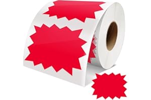 Meitaat Price Tags Stickers Hot 75 mm x 100 mm Self-Adhesive Large Starburst Sign Sales Signs Removable Waterproof Labels for Retail Supermarkets Business Pack of 500