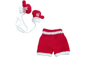Yinuoday 2Pcs Neonato Fotografia Puntello Guantoni da Boxe Lavorati a Maglia Alluncinetto E Pantaloni Set di Vestiti Neonati E Ragazze 0-3 Mesi