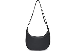 Miss Lulu Borsa Tracolla Donna Nero Nylon Impermeabile, Borse Mezzaluna Marsupio Spalla Con con Tracolla Regolabile, Messenger Crossbody Bag per Shopping Viaggio