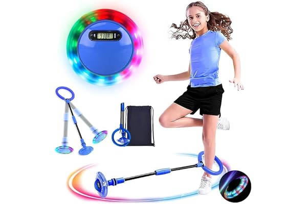 Swing Wheel avec roue lumineuse, Swing Wheel avec compteur, toupie pour enfants, anneau clignotant, pliable, cadeau pour filles 3 ans (bleu/1 pièce)