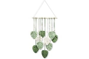 PGTC Bohemio Tapiz,Tapiz Arte Tejido Hojas Tejidas A Mano Tapiz Decorativo Colgante De Pared Para Sala De Estar,Dormitorio,Boda DecoracióN Regalo (Verde 2)