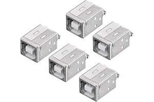 sourcing map 5 Stück PCB USB Verbinder B Typ Buchse Stecker 180 Grad DIP Vertikal Gerade Einfügen USB PCB Steckdose für Mini USB Anwendung, Weiß