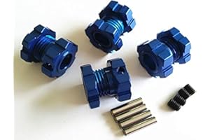 CrazyRacer Aluminum Splined 17mm Wheel Hubs Hex Adaptar -4pcs Blue for Traxxas 1/10 E REVO 2.0 VXL 8654 7758