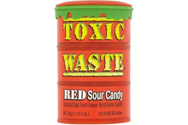 Toxic Waste Farligt röd trumma surt godis