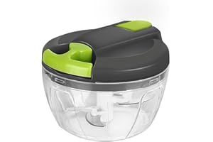 Royouzi Ręczna krajalnica do cebuli, 520 ml, szatkownica do cebuli z linką, wielofunkcyjna szatkownica, uniwersalna siekacz do czosnku, ręczna siekacz do żywności, nóż do cebuli