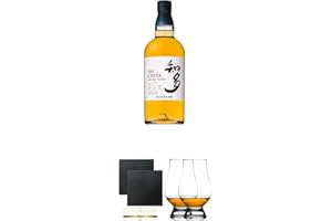 UNBEKANNT Suntory The Chita Single Grain Whisky 0,7 Liter + Schiefer Glasuntersetzer eckig ca. 9,5 cm Ø 2 Stück + The Glencairn Glass Whisky Glas Stölzle 2 Stück