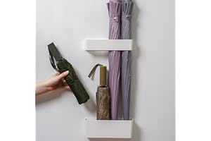Anwangda Soporte de paraguas ajustable para montar en la pared, soporte de paraguas ajustable para montar en la pared con ganchos (blanco), tamaño libre