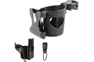 BAGUBDR Pram Cup Holder, Cup Holder for Pram, Pram Accessories Pushchair Accessories with Phone Holder Coffee Stroller Holder Bike Cup Holder, Pram Accessories Pushchair for Pram Buggy Bike(Black)