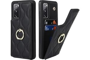 SailorTech Samsung Galaxy S20 FE Hülle mit Kartenhalter für Frauen, Galaxy S20 FE Handyhülle Ring-Ständer [Kartenfach] [Standfunktion] Modische Tasche für Samsung Galaxy S20 FE-Schwarz