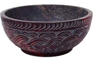 Ajuny Handmade Soapstone Scrying and Smudge Bowl - Handcarved Pot Pourri Ritual Bowls Kitchen Table Decor Gift (5" x 5" x 2")