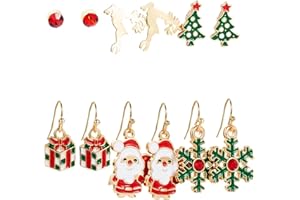 HGREIWGK 6 Pairs Christmas Earrings Studs for Women Christmas Jewellery Set Christmas Xmas Holiday Earrings Christmas Dangle Earrings Set for Girls