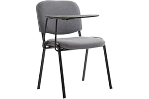 ‎CLP CLP Stuhl Ken mit Klapptisch I Konferenzstuhl Mit Stoff-Bezug I Stabiler Polsterstuhl, Farbe:grau