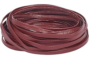 GORGECRAFT 5mx5mmx1mm Corda In Pelle Pieghevole Piatta Corda In Pelle di Agnello Litchi A Doppia Faccia Cinturino In Pelle PU Morbida Strisce di Corda In Pelle Lucida Pizzo per Artigianato Rosso Scuro