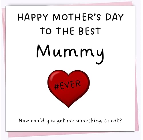 Printperfect - Mother's Day Card – BEST MUMMY EVER! – Mothers Day Cards For Mummy - From Son or Daughter - From Child For Mum Mom Mummy - 150mm x 150mm