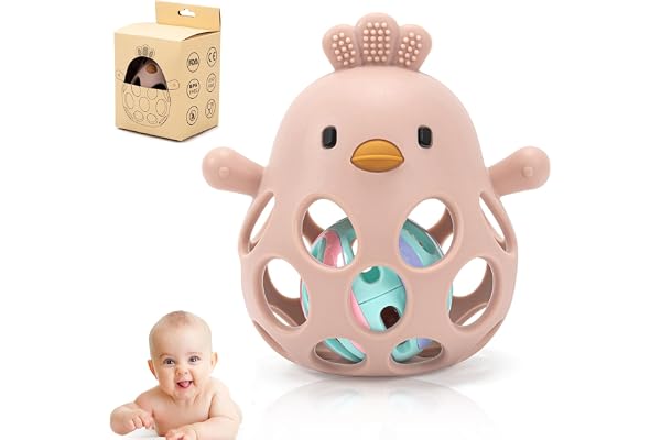 Anneau Dentition Bebe Silicone Anneau De Dentition pour Bébé Jouet Dentition Bebe Refrigerant Dentition pour Bebe Garcon Fille sans BPA (Couleur rose)
