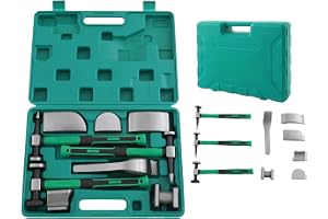 Mqwdxzfes Buckelreparationsset i 9 delar, professionellt karossverktyg med kulhammare och brickor, 45# stål kläm-bakdragare