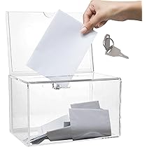 Urna Per Donazioni In Acrilico - Scatola Suggerimenti Con Serratura, 16x11x10 Cm, Bianco