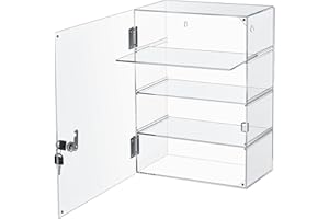 Barydat Acryl-Vitrine mit Schloss, Schlüssel, Arbeitsplatte, Vitrine, Vitrine, multifunktional, sichere Aufbewahrungsbox für Einzelhandel (abnehmbare 4 Etagen, 30 x 15 x 39 cm)