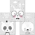 Artpin 3er Set Kinderzimmer Poster - DIN A4 Wandbilder Mit Panda, Bär & Hase