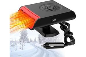Leaflai Car Heater,12V 150W 2 in 1 Heater Demisting/Defrosting/Freshen the Air, Vehicle Electronic that Plugs Into Cigarette Lighter, Summer and Winter Heating or Cooling Fan for Car, Bus