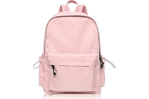 BITUOR Schulrucksack Damen, Casual Schultasche Travel Büchertasche 14 Zoll Laptop, Rucksack für Mädchen im Teenageralter, Wasserdichter, Unisex Daypack Schulrucksack, Rosa