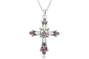 LIKGREAT Collar de cruz para mujer, joyería de regalo de fe religiosa, colgante de cristal de crucifijo infinito para niñas