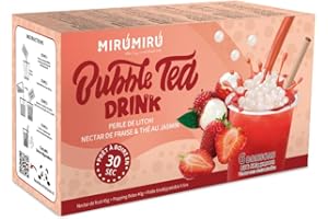 MiruMiru - Bubble Tea Kit - Perla di Litchi & nettare di fragola & tè al gelsomino (6 bevande, cannucce incluse)