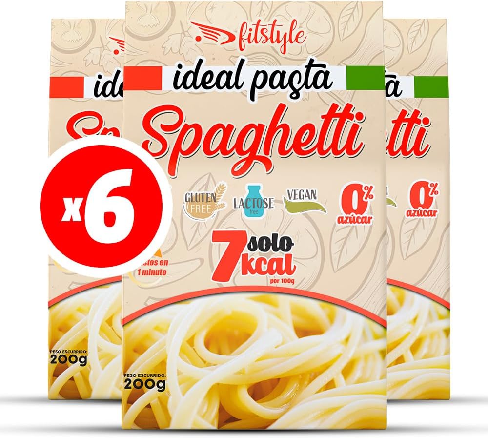(x6) Pasta Konjac FITstyle | Konjac | Sin calorías | Saciante | Escurrir, aliñar y listo (6 x Spaghetti)