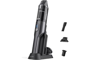 Bagotte Handheld Vacuum, 12000pa Powerful Suction Wet & Dry Vacuum Cleaner 35min Run Time, Rechargeable Lightweight, Charging base hand held vacuum cordless for Car, Pet, Home, Office