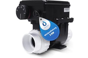 AQUADE Elektrische Heizung 3 kW, bis 1280 L mit Strömungsschalter für Whirlpool-Badewanne Außenwhirlpool Spa, Kleine Pools Warmwasserbereiter Whirlpool Heizung - Durchlauferhitzer Whirlpool-Heizung