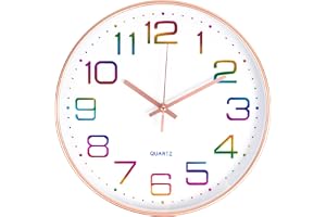 30 cm väggklocka, 3D-siffror, färgglad, ljudlös väggklocka i roséguld, modern utan tickande ljud, för kontor, rum, vardagsrum