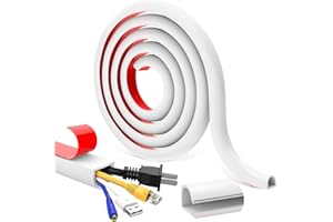 REFLYING Goulotte Passe Cable, Cache Cable Mural Blanc autocollante, Passe Cable Mural en Silicone sur Le Mur, Goulotte Electrique protéger Un câble au Sol, 20×20mm – 2 Mètres