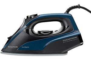 Taurus Atlas 2400 Ceramic - Plancha de vapor con modo ECO. Suela de cerámica ultradeslizante. Golpe de vapor de 150g/min. Sistema antical. Auto-limpieza. Anti-goteo. Negro