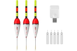 Editbar 3 Stück Led Posen Angeln Mit Bissanzeiger,AngelzubehöR Set,Posen Angeln Mit Gravity Sensing und Basis,Angel Zubehör Zum Tauchgebiet Angeln Am See,Fluss Oder Teich