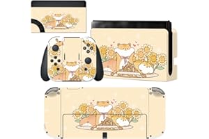 ‎PLAYVITAL PlayVital Skin Sticker für Nintendo Switch OLED Modell,Aufkleber Sticker Decal Folie Abziehbild Faceplates Klebefolie für Switch OLED Konsole&Joy Con&Dock&Grip(Hamster & Sonnenblume)