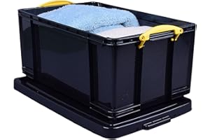 REALLY USEFUL BOX Really Useful Kunststoff-Aufbewahrungsbox recycelt robust stapelbar 64 Liter, Schwarz, 440 x 710 x 310 mm