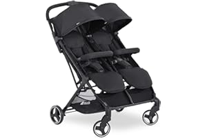 hauck Swift X Duo Carro Gemelar - Silla de Paseo 2 Niños Superligera - Cochecito para Hermanos - Plegado Compacto - Respaldos y Reposapiés Reclinables - hasta 30 kg - Negro