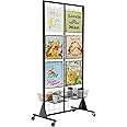 QKOSMTL Gridwall Panel Display Stand, 2'x5.5' Heavy Duty Floor Standing Rack with Detachable Girdwall, Movable Silent Wheel, Easy to Transport, Ideal for Retail & Craft Fairs