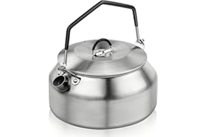 flintronic 0.8L Camping Kettle, Stainless Steel Camping Kettle, Outdoor Portable Water Pot, Camp Tea Coffee Pot for Tea, Quick Boil for Outdoor Cooking Picnic Hiking