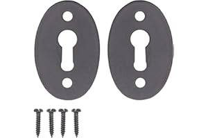 EAI Oval Keyhole Cover Escutcheon | 51x34mm | Black Antique Iron | Pack of 2