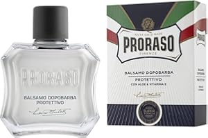 Proraso After Shave Bálsamo Protector, 100 ml, bálsamo barba con aloe vera y vitamina E, tónico facial calmante y suavizante sin alcohol, blanco