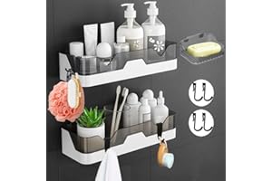 EigPluy Set of 2 Bathroom Shelves, No Drilling Shower Shelf, Wall Mounted Shower Baskets, Adhesive Bathroom Storage Rack for Bathroom/Kitchen