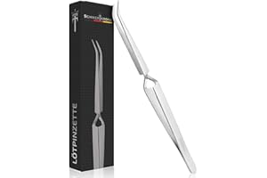 SCHWERTKRONE Lötpinzette Kreuzpinzette Industrie-Pinzette Technische Pinzette Splitterpinzette Zeckenzange - Fein Gebogen - 11,5 cm